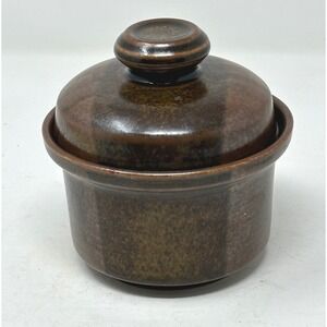 Denby Troubadour Lidded Sugar Bowl Jam Pot Brown Stoneware MCM England 4.5 inch
